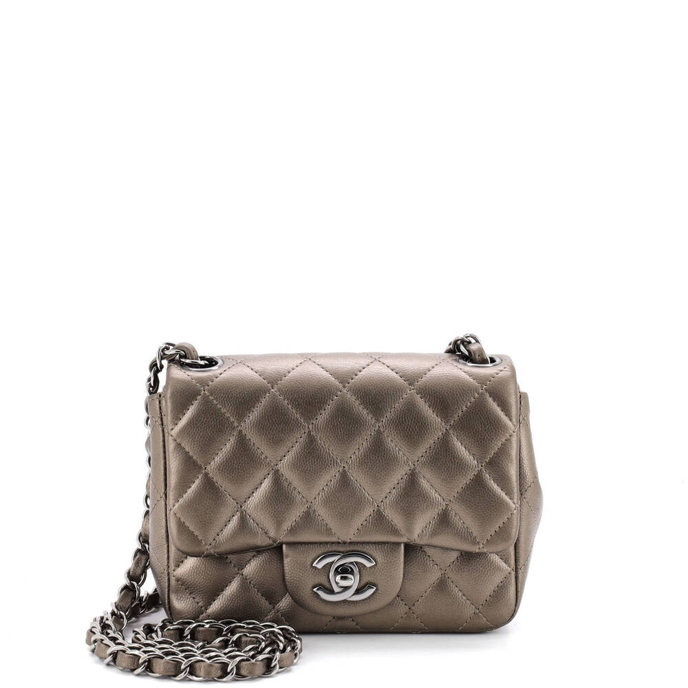 Chanel Mini Square Classic Single Flap Bag Quilted Caviar